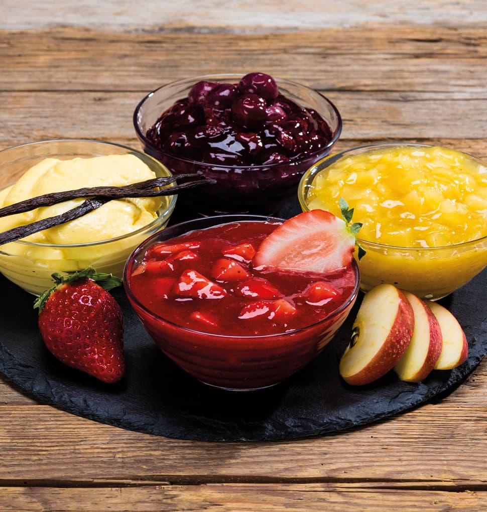 Verschiedene Früchtezubereitungen